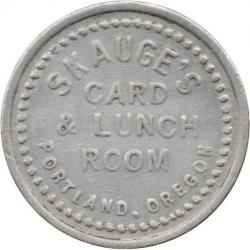 Portland, Oregon (Multnomah County) - SKAUGE&#039;S CARD &amp; LUNCH ROOM - GOOD FOR 5¢ IN TRADE