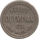 Kellys Olympian Co. 309 Wash. St. - Kellys (crossed) - White Metal - Portland, Multnomah County, Oregon