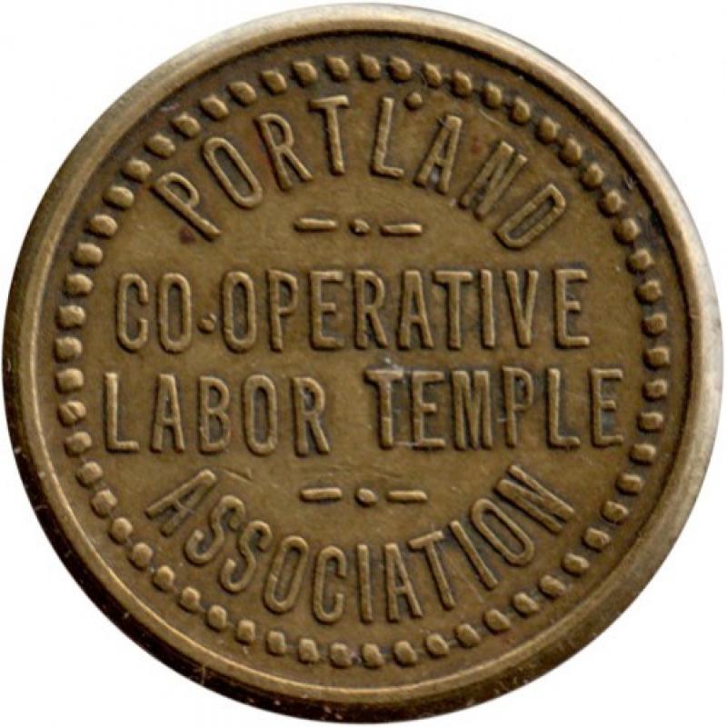 Portland Co-Operative Labor Temple Association - same both sides - brass - Portland, Multnomah County, Oregon