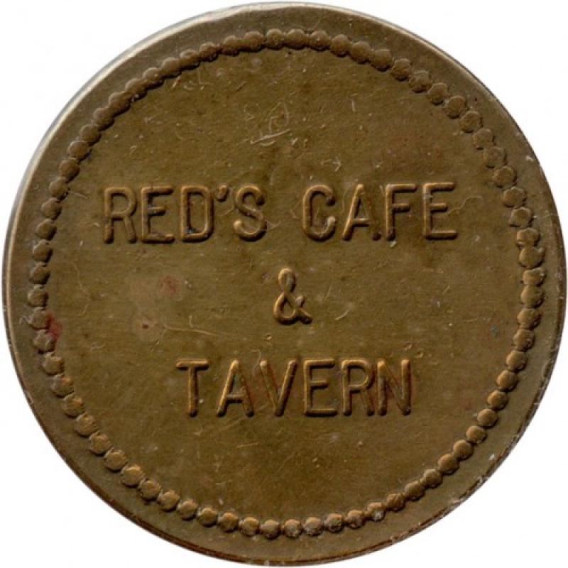 Red&#039;s Cafe &amp; Tavern - Good For 25¢ In Trade - two stars on reverse - Portland, Multnomah County, Oregon