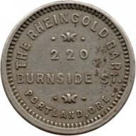 The Rheingold Bar - 220 Burnside St. - Good For 5¢ In Trade - no cutout - Portland, Multnomah County, Oregon