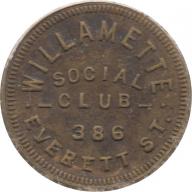 Portland, Oregon (Multnomah County) - WILLAMETTE SOCIAL CLUB 386 EVERETT ST. - GOOD FOR 50 CENTS IN TRADE