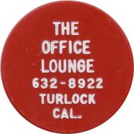 Turlock, California (Stanislaus County) - THE OFFICE LOUNGE 632-8922 TURLOCK CA - GOOD FOR 1 WELL DRINK