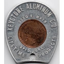 Keystone Auminum Co. - 1953-D Encased Cent - Good Luck - Springfield, Lane County, Oregon