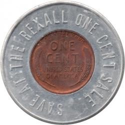 Rexall - One Cent Sale - Encased 1952-D cent - Los Angeles, Los Angeles County, California