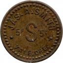 Jas. A. Smith - 5¢ S 5¢ - Vale, Malheur County, Oregon