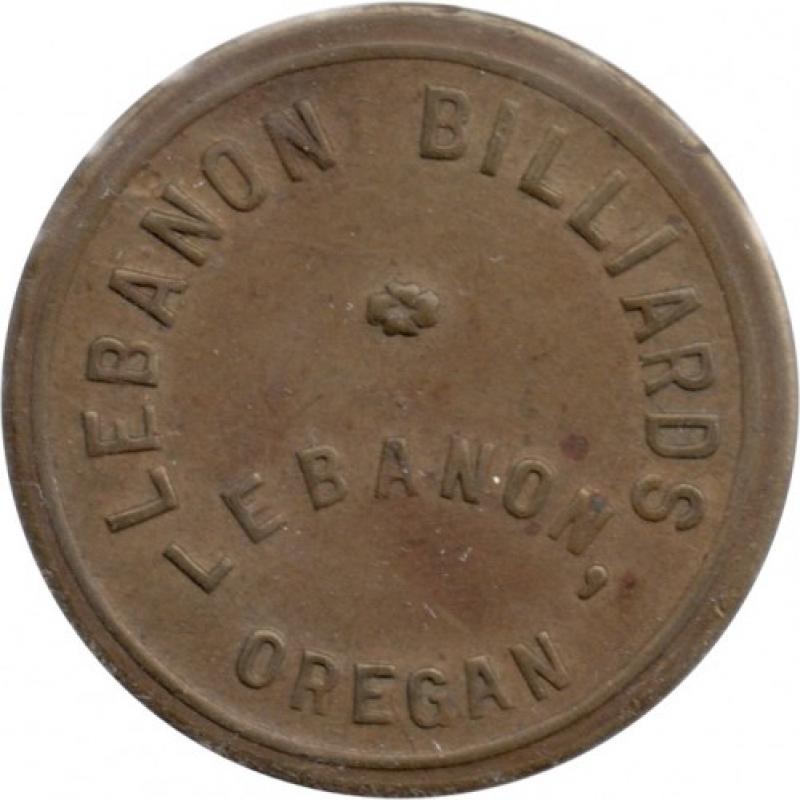 Lebanon Billiards - Good For 25¢ In Trade - OREGAN spelling error - Lebanon, Linn County, Oregon