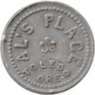 Al&#039;s Place - Good For 5¢ In Trade - Aluminum - Toledo, Lincoln County, Oregon