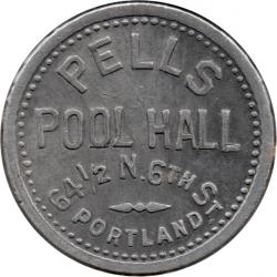 Pells Pool Hall - 64½ N. 6th St. - Good For 2½¢ In Trade - Portland, Multnomah County, Oregon